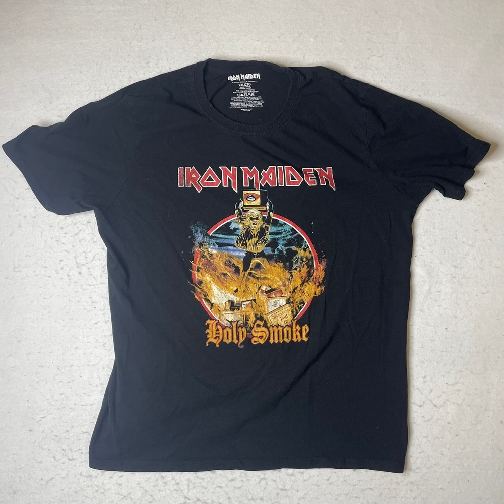 Iron Maiden Holy Smoke Black T Shirt 2XL 2020 Tour Band Tee‎